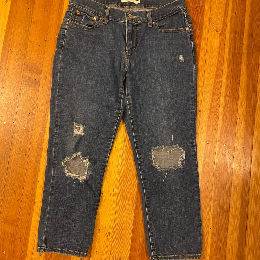 Levi's Distressed Boyfriend Jeans in Blue